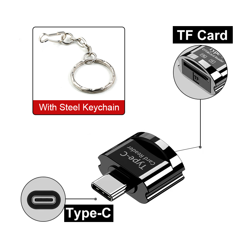 Elough TF Card Reader Micro-SD Card to Micro USB Type C OTG Adapter Memory Card to USB C High Speed For Macbook Xiaomi Samsung: Orange