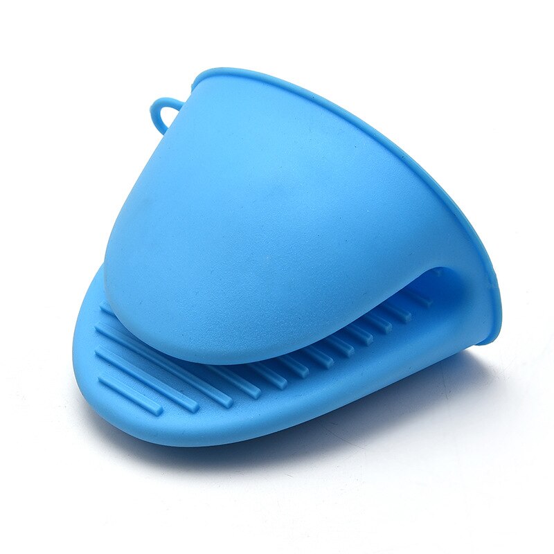 Silicone Kitchen Organizer Isolated Pot Heat Pliers Microwave Oven Gloves Clip Plate 1 PCS Anti-scald Thicken Bbq Gloves: blue