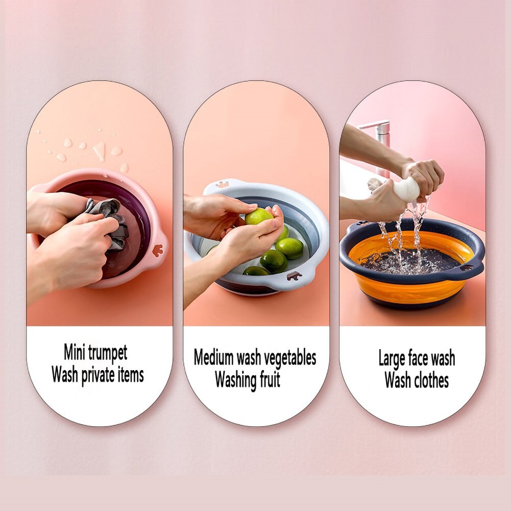 42cm Portable Foldable Wash Basin Plastic Travel Folding Wash Basin Safe Durable Laundry Tub Household Hand Wash Basin