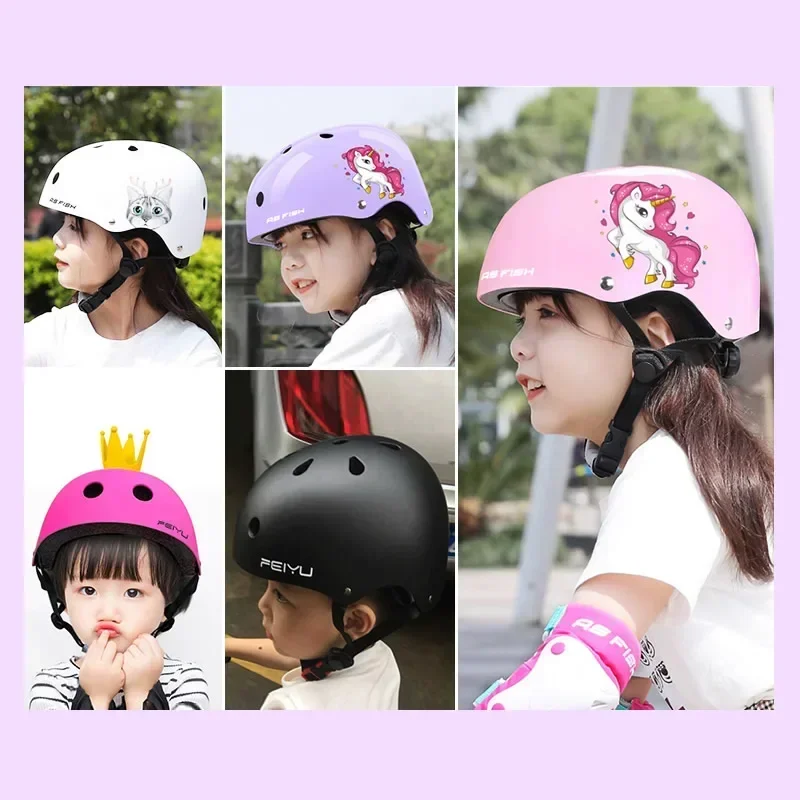 Kids Skateboard Bicycle Helmet Aults Adjustable Motorcycle Helmet with Crown Scooter Balance Bike Riding Protective Gear