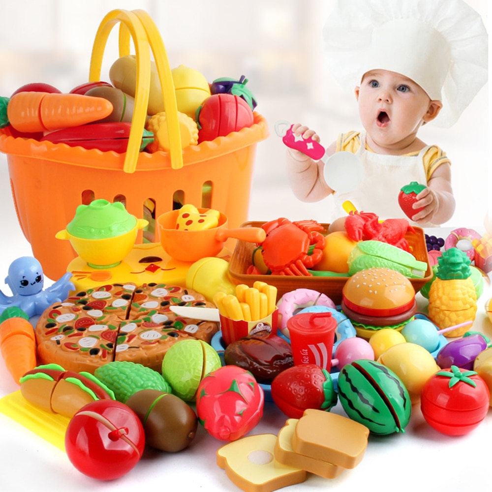 Pretend Play Set Plastic Food Toy DIY Cake Toy Cutting Fruit Vegetable Food Pretend Play Toys For Children Educational