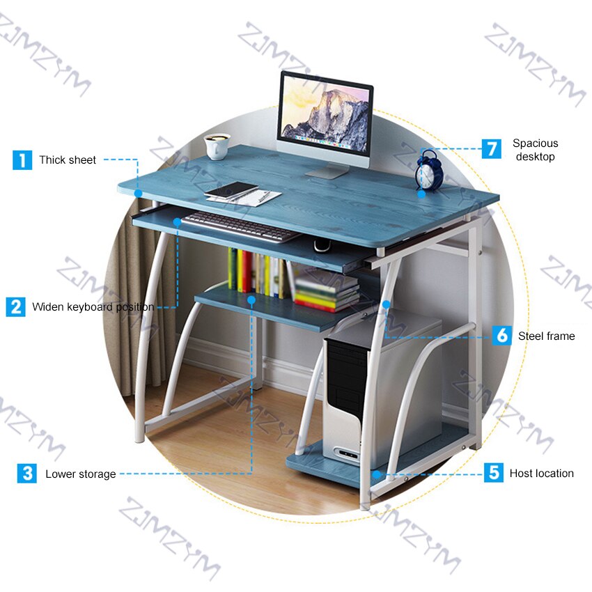 70cm Desktop Computer Desk With Keyboard Bracket Modern Study Writing Desk Laptop Notebook Table Home Office Work Furniture