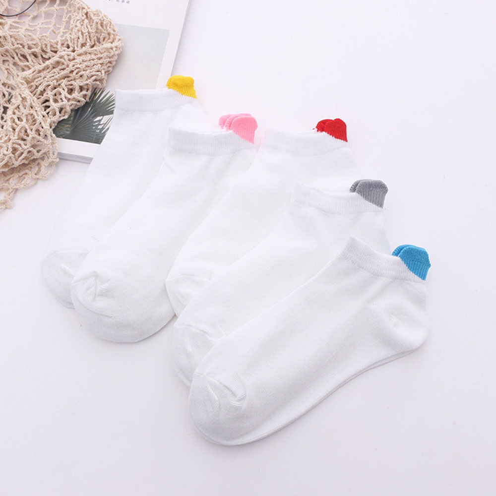 Kvinder sokker forår sommer koreansk stil kærlighed hjerte ankel elsker kortfattet stil kawaii hvide korte sokker