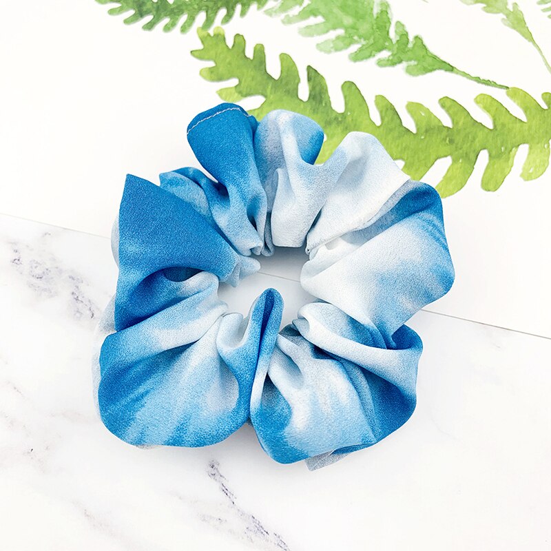 Tie-Verven Scrunchies Paardenstaart Houder Haar Das Meisjes Haar Ring Tie-Dye Print Elastische Haarbanden Vrouwen Creatieve haar Accessoires: Blauw