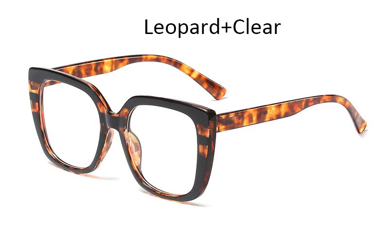 #39 sort firkantet brillestel dame stort brillestel oversized styles acetat: Leopard klar