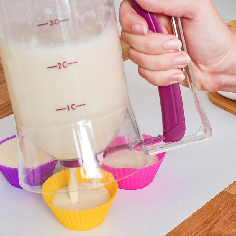 Batter Dispensr e900mL Manual Cake Batter Dispenser Cupcake Pancake Waffle Measuring Cup Kitchen Baking Tool Bakeware Maker
