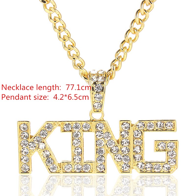 Gold Dollar Zeichen bilden Legierung Kristall Anhänger Halskette Hüfte hüpfen Schmuck Für Männer Jungen Geburtstag Party Hochzeit Männlichen Zubehör: König