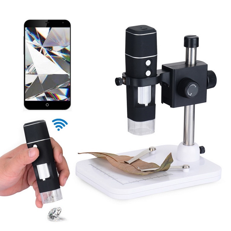 1000X WIFI Digital Microscope 1080P Wireless Smartphone Mobile Phone Microscope Adjustable 8 LED with Stand For phone For Window
