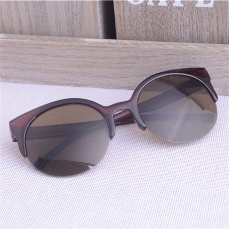 VESTEY Brand Cat Eye Sunglasses Women Classic half Frame Eyewear Black Lens Sun Glasses UV400 Gafas De: tea