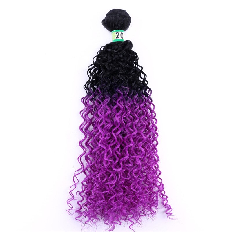 FSR 100 Gram/pcs Ombre Kinky Curly Hair weaving Wine Red synthetic hair bundle: Purple / 18 inches 1 piece