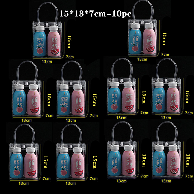 Sacs d'emballage fourre-tout en PVC souple transparent, 10/20/30/50/100 pièces, avec bouton, boucle à main, sac à main en plastique Transparent, sac à cosmétiques: Saphir profond / 5x5x5 cm