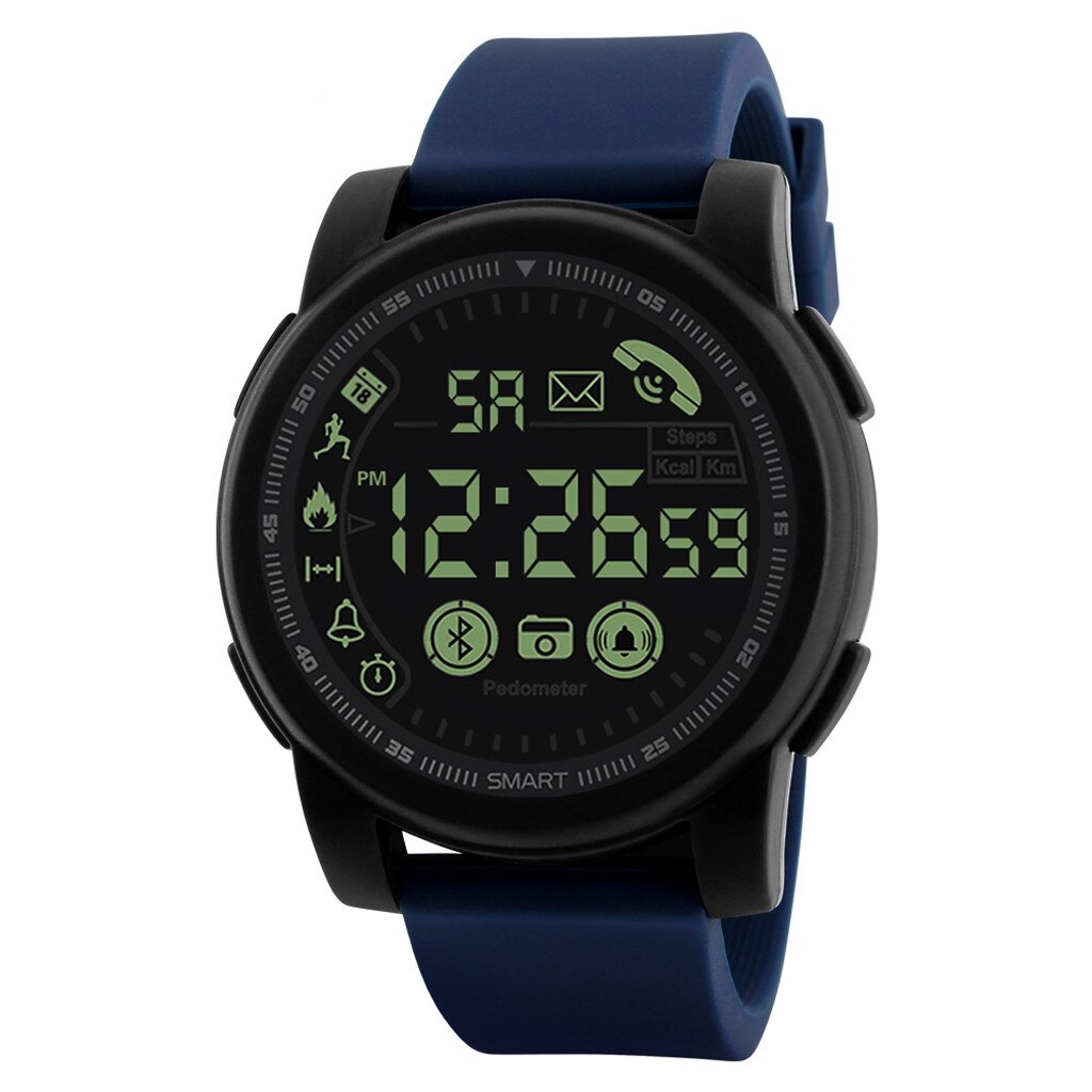 Smartwatch Fitness Tracker - Round Color Screen - Bluetooth Heart Rate Blood Pressure - For Android iOS: Blue