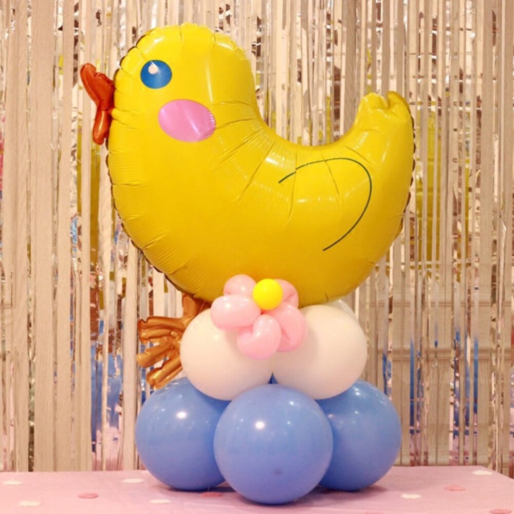 5Pcs Cartoon Folie Ballonnen Mooie Grote Gele Kippen Patroon Mylar Helium Ballonnen Decors Voor Verjaardagsfeestje Fetival Bruiloft (