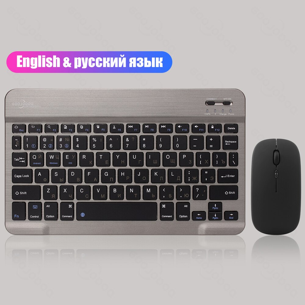 GOOJODOQ Bluetooth Keyboard For iPad Tablet Smartphone Wireless Keyboard And Mouse For Xiaomi Samsung Huawei Teclado Sem Fio: RU-Gray