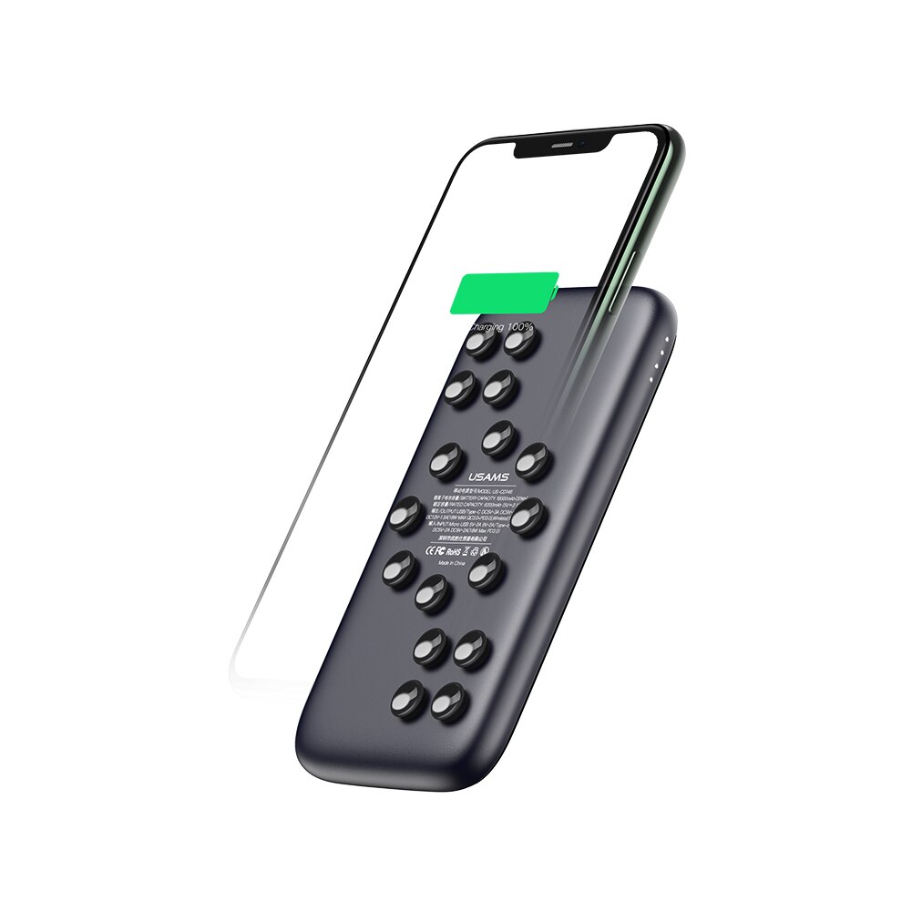 Wireless Charger Portable Suction Fast Charging Power Bank 10000mAh Quick Charging Wireless Charger Mobile Phone Accessories: Black