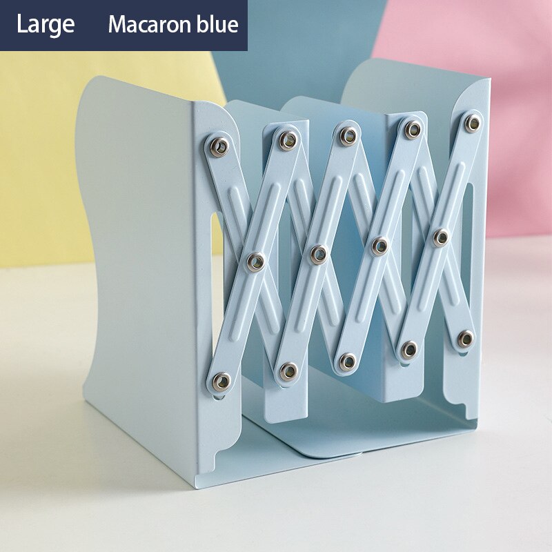 Estantería retráctil de Color, utilizada para estantes de libros, estantes ajustables, con soportes para bolígrafos, escritorios, suministros de oficina: Large-Macaron Blue