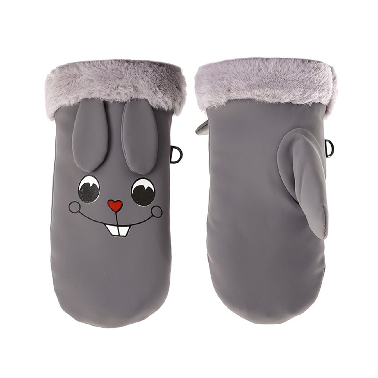 1 Paar Cartoon Kids Ski Wanten Handschoenen Waterdicht Warm Thicken Sneeuw Handschoenen Voor Winter Outdoor Activiteiten: Grey