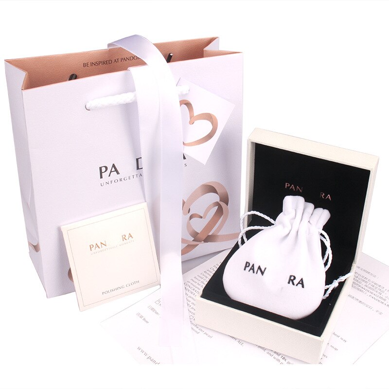 5 suit Set of piece Pandoras jewelry box Flannelette paper Bag handbag for Bracelet Bangles Rings Necklace Stud Earrings