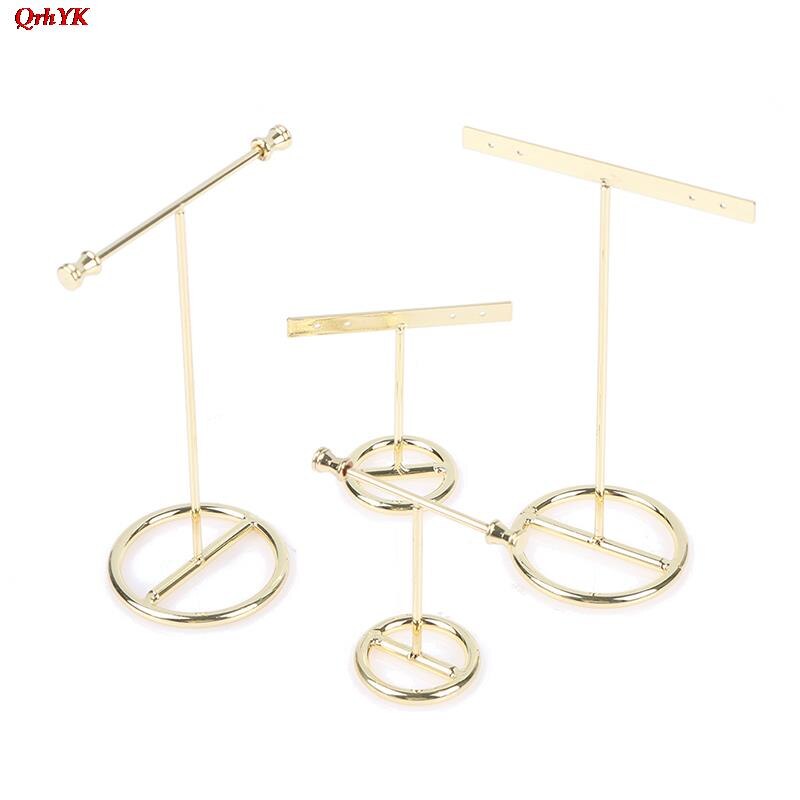 Gyldent metal t-formet armbånd ring øreringe organizer smykkeholder stativ halskæde armbånd display rack