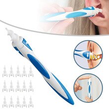 Ear Wax Removal Kit Ear Cleaning Spiral Swab with 16 Soft Replacement Tips for Earwax Removing