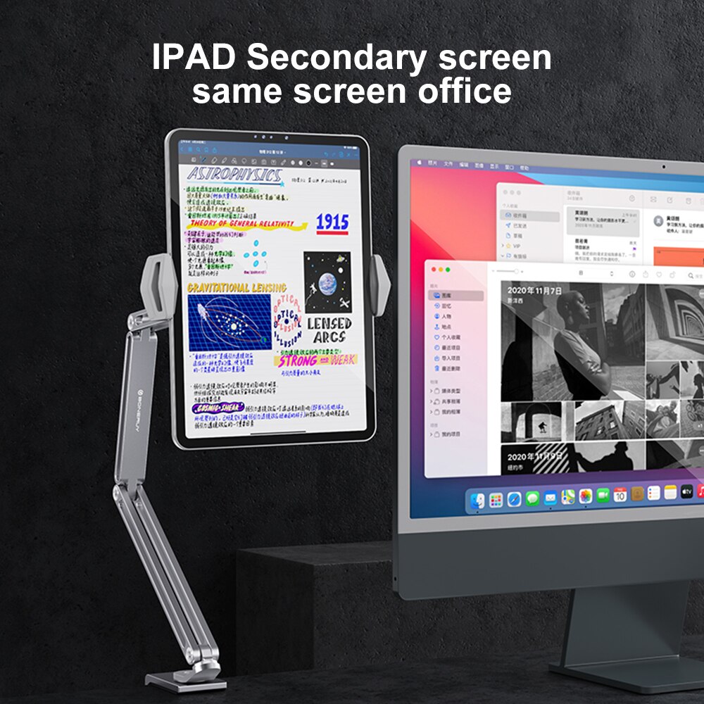 Tablet stand, adjustable aluminum phone holder, desk clamp for ipad pro 12,9, 11 mini, kindle, xiaomi mipad, lenovo desktop