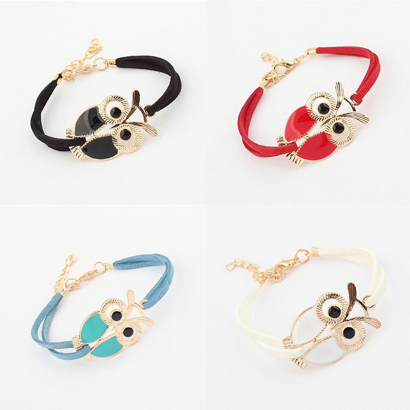 Bracelet en flanelle pour femmes, 4 couleurs, hibou noir, bijoux créatifs et élégants, accessoires de fête pour femmes, à la