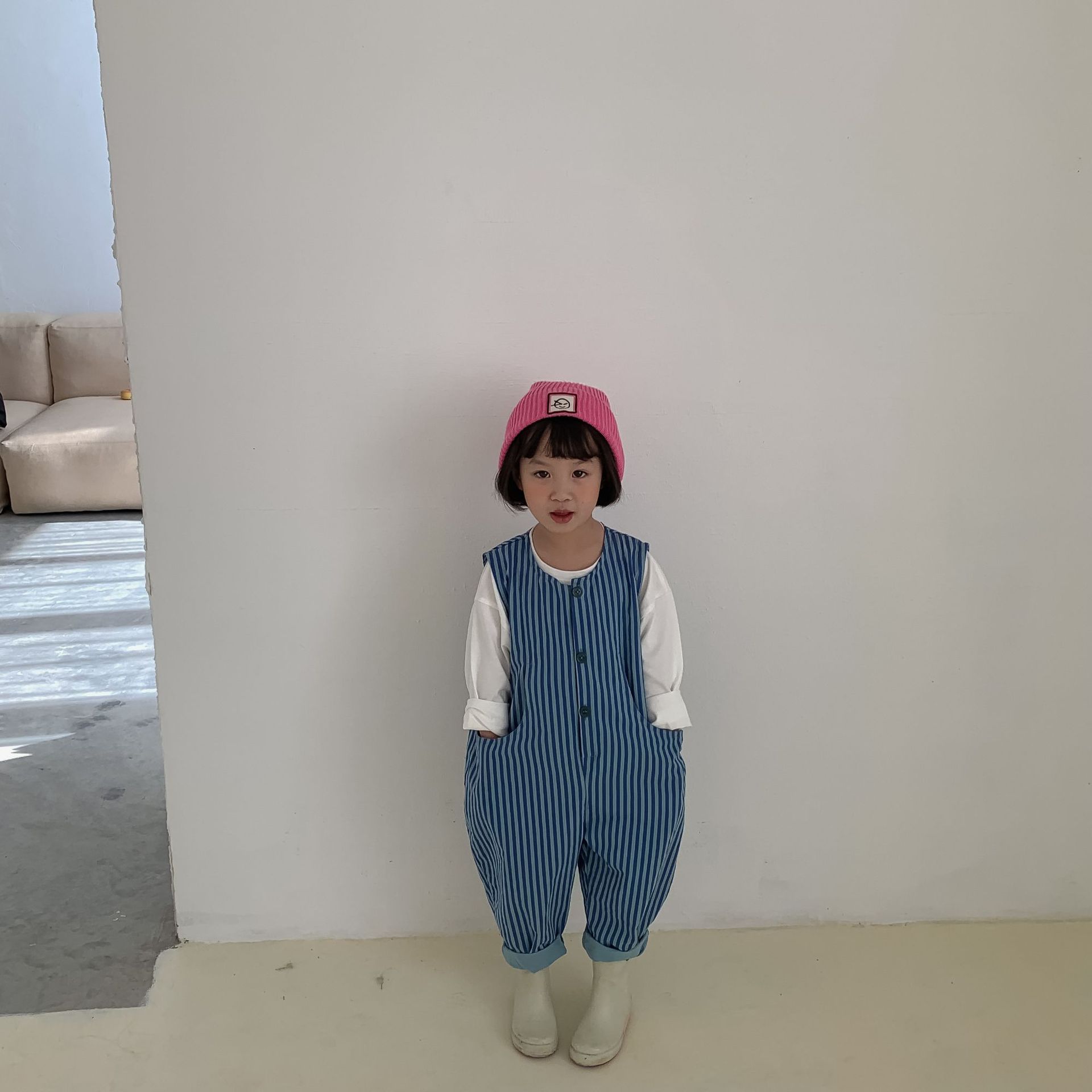 Salopette à rayures pour enfants, , vêtements d'été décontractés, à la , gilet ample pour bébés garçons