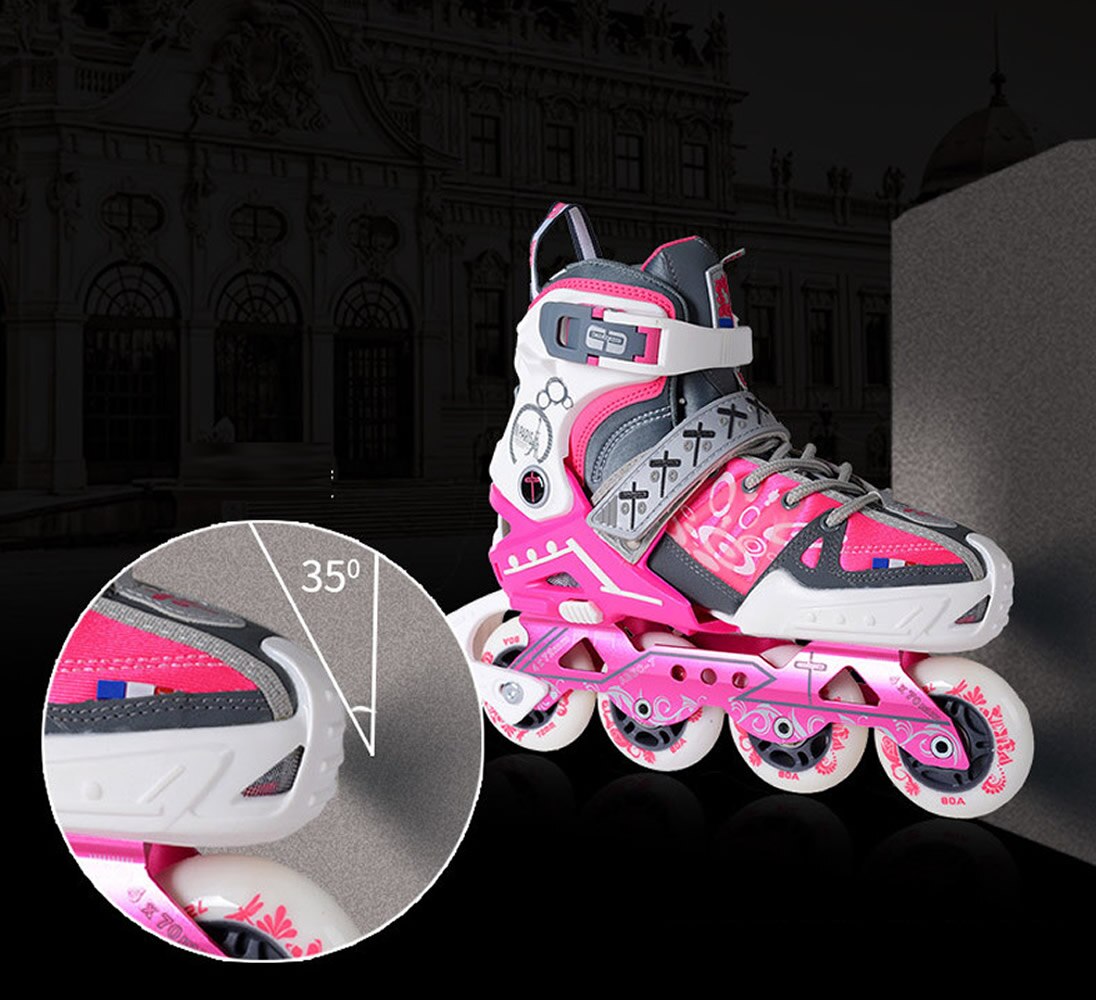 Kids Inline Skates 4 Wheels Shoes For Children Roller Skates Girl's Boy's Blue Pink Skating Shoes With Combo Set