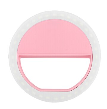 Tragbares usb-ladegerät led-ring-selfie wiederaufladbares selfie-licht smartphone led-ringlicht nacht dunkelheit fotoaufnahme: Rosa
