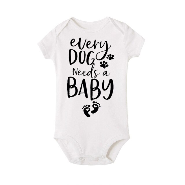 Casual Newborn Kids Baby Girls Boys Every Dog Beeds a Baby Footprint Short Sleeve Romper Jumpsuit Outfit Summer Baby Clothes