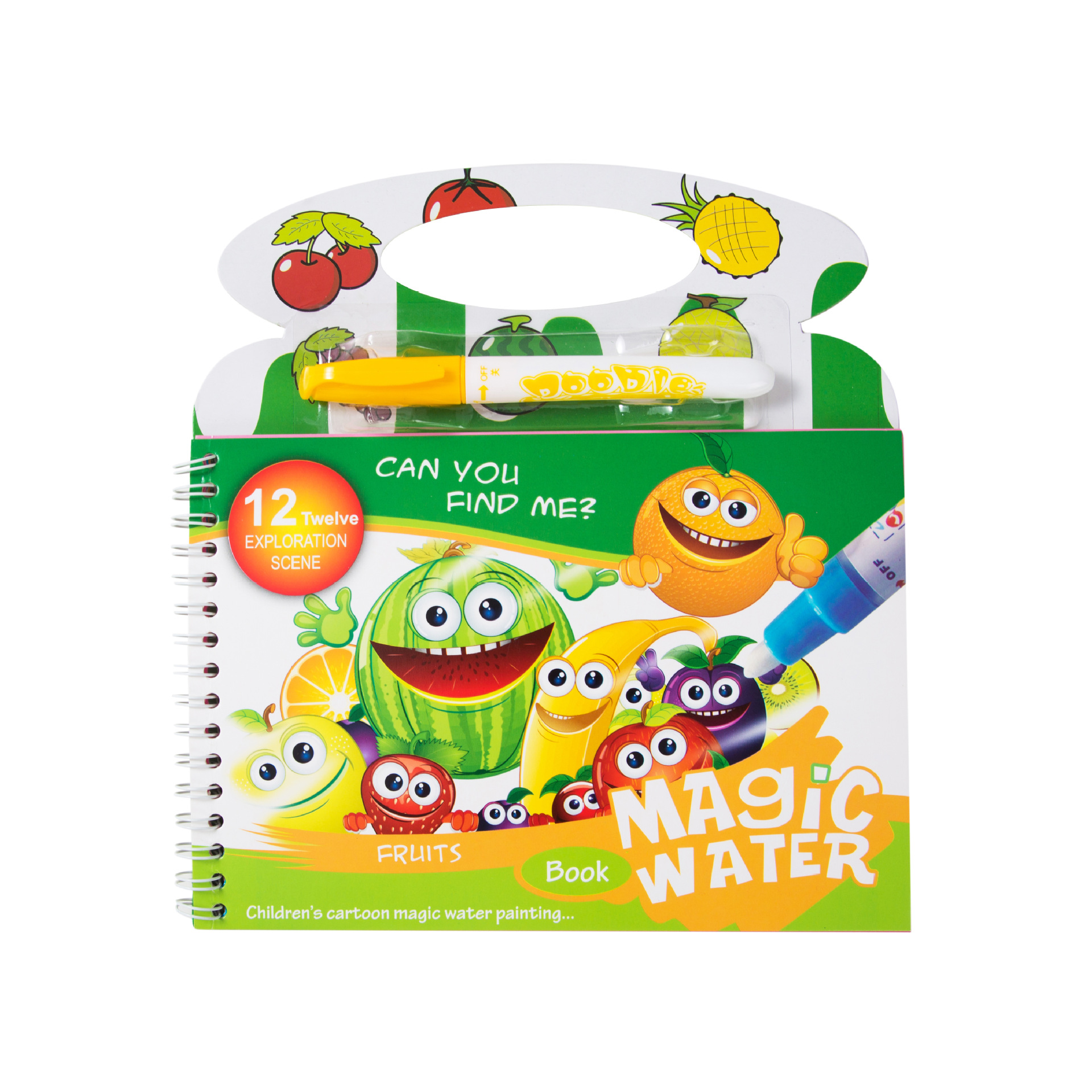 Magical Drawing Book Water Coloring Books Reusable Kids Painting Board Learning Notebook Doodle Cartoons Animal Education: Fruits