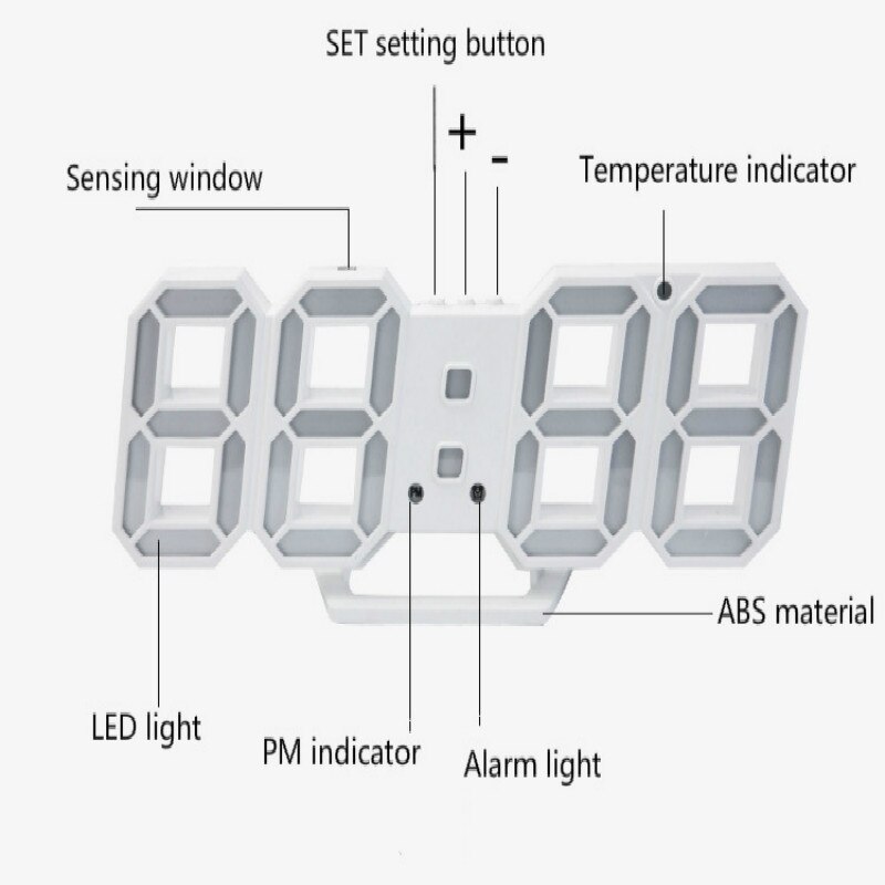 3D LED electronic watch table Modern Digital Alarm Clocks 24 Or 12 Hour Display Table Desk Night Wall Watch Home Office decorate