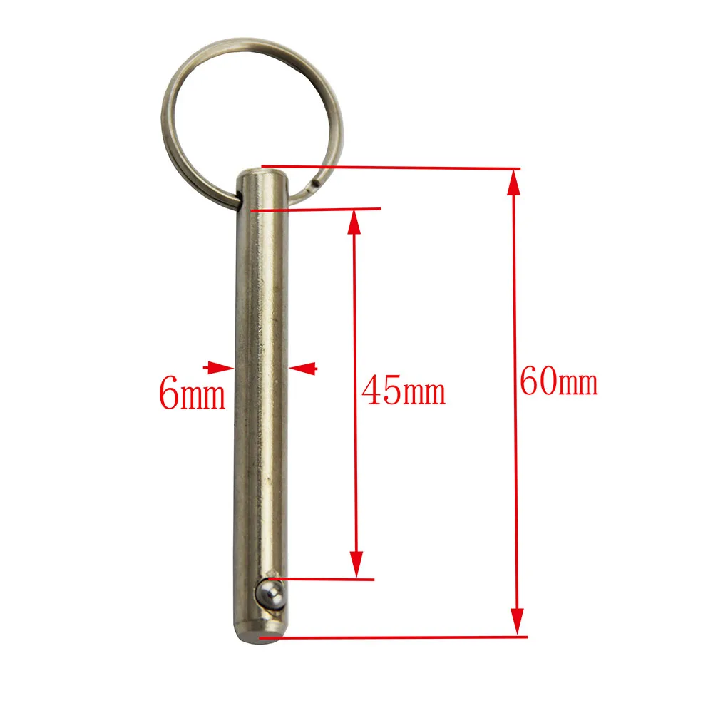 Diameter 1/4 " & 6mm rostfria kulstift, användbar längd 16-90mm med fjädrande kula för biminitop, marin hårdvara: Ljusgrå