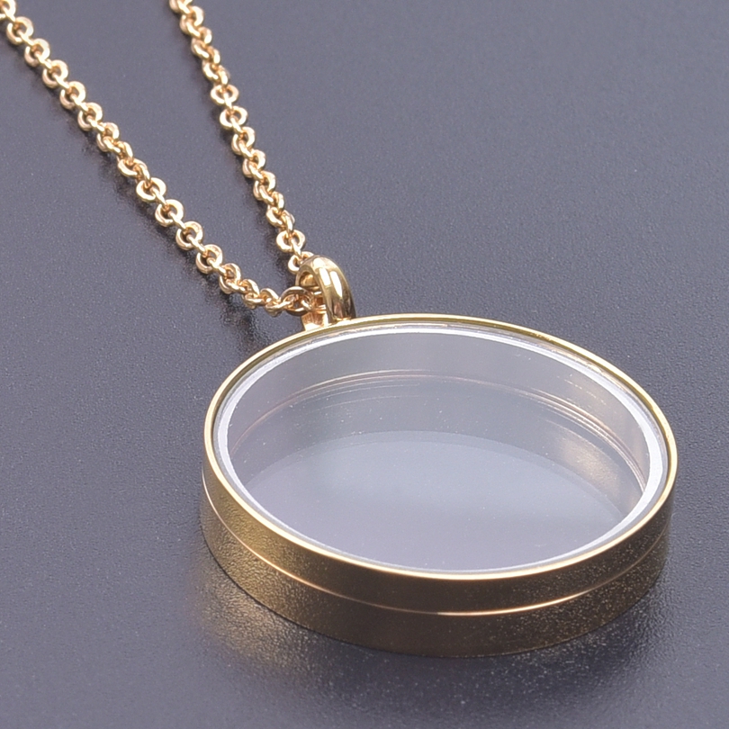 25/30Mm Ronde Glazen Medaillon Hanger Kettingen Voor Vrouwen Mannen Accessoires Lange Ketting Hals Rvs Ketting Medaillons sieraden