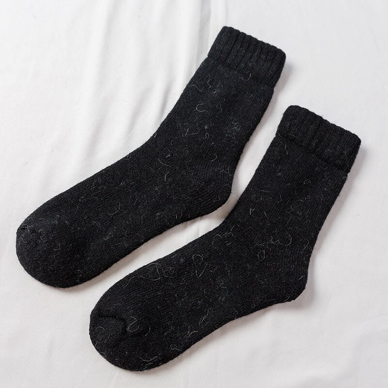 Calcetines de lana súper grueso para hombre, calcetines masculinos cálidos de invierno, calcetines de lana lisa, calcetines Hipster para deporte en casa para Otoño e Invierno: A-1