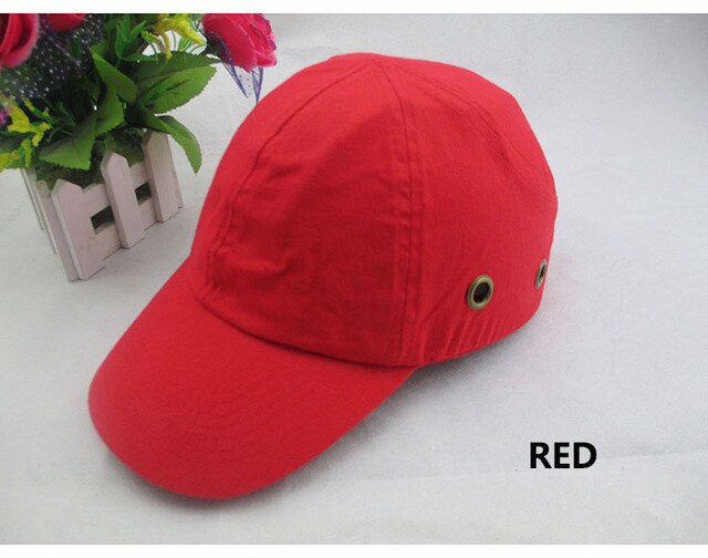 Bump Cap Work Safety Helmet Baseball Hat Style Protective Safety Hard Hat Work Wear Security Head Protection Side 4 Holes: Red