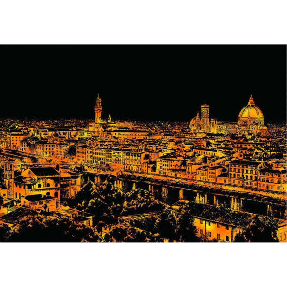 20 città Nightscape Per Bambini FAI DA TE Scratch Art Carta di Doodle Pad Raschiando la Pittura Zero Disegno Bastone FAI DA TE Pittura Giocattolo: Florence