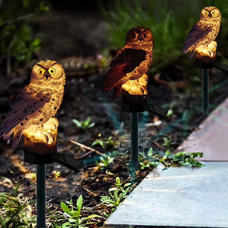 Trädgårdsdekoration solljus uggla prydnad djur fågel utomhus led dekor skulptur utomhus trädgård trädgård sollampor