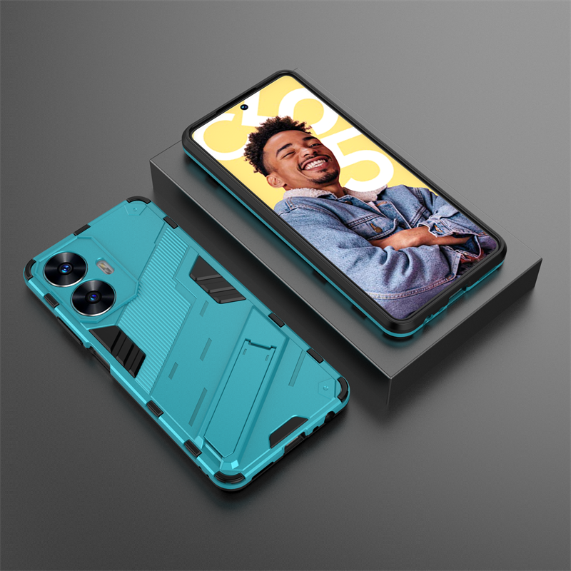 etui na telefon Realmi C55 4G Shockproof Armor magnetyczny uchwyt etui na telefon RealmeC55 Realme C55 C 55 55C 4G RMX3710 6.72" Bck pokrywa: czarny