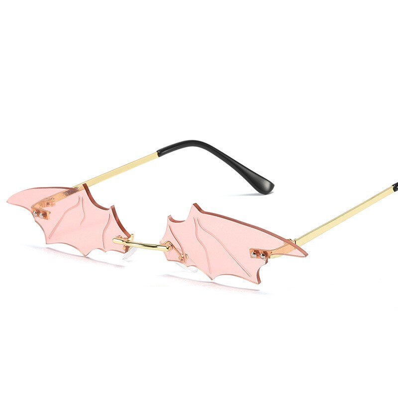 Gafas de sol con forma de murciélago y ojo de gato para hombre y mujer, lentes de sol Unisex sin montura de lujo, estilo Punk, para pescar, único: Pink