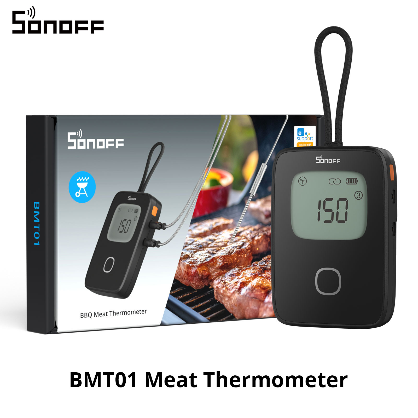 SONOFF BMT01 Termometro per carne per barbecue wireless Grafico della temperatura in tempo reale Promemoria timer Monitoraggio remoto Avvisi della temperatura tramite eWeLink: Default Title