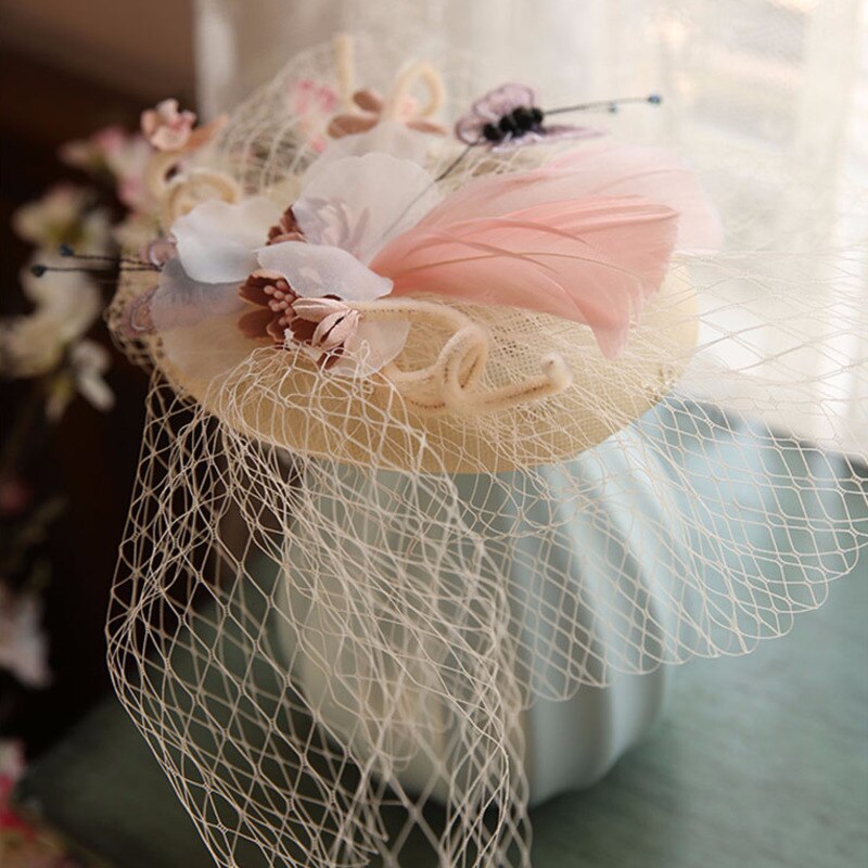 Vrouwen bruiloft hoeden haaraccessoires fascinator hoed herfst winter holle sluier wollen vilt dames fedora's cocktail formele kleding hoeden