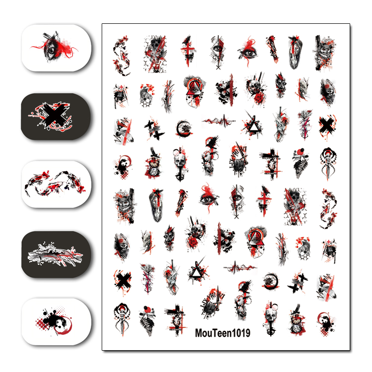 Newest Mouteen1029 Dripping Graffiti Nail Sticker Nail Water Sticker for Nail Art Sticker Decal Art Decoration: transparent