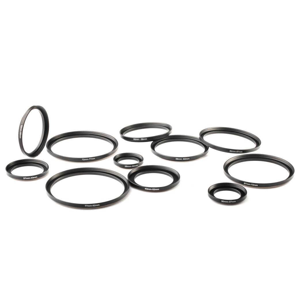 Filtre d&#39;anneau métallique, 52mm-67mm 52-67mm 52-67mm 52 à 67mm, lentille Step Up, adaptateur noir