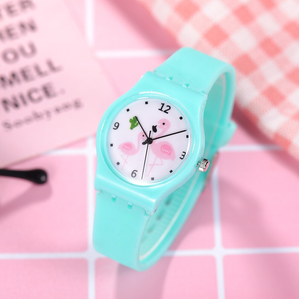Reloj de flamenco para niños y niñas, cronógrafo de cuarzo, con correa de silicona, juguete Infantil, ,