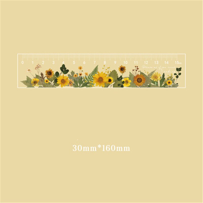 Regla de margaritas Rosa multifunción, 15 cm, herramientas de dibujo DIY, reglas con flores para estudiantes, escuela, suministros de oficina: YELLOW