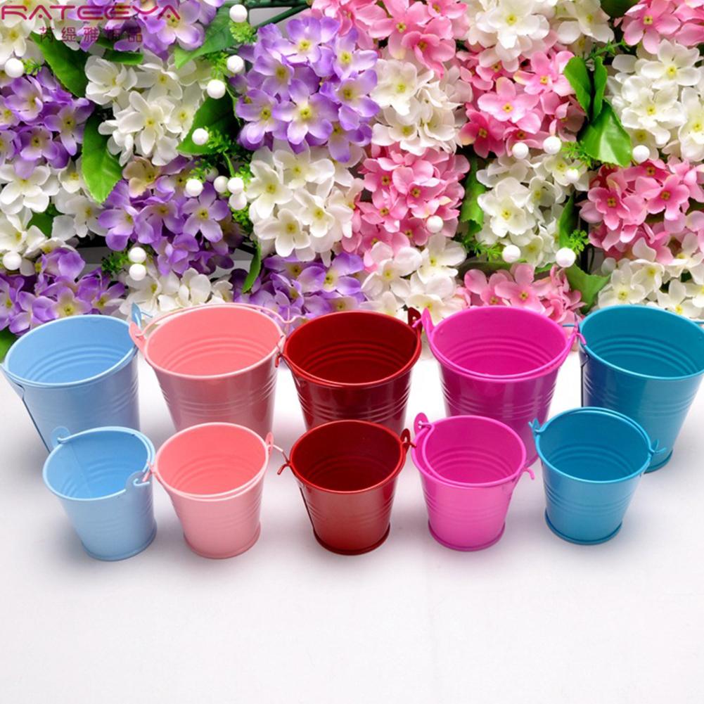 1PC petits seaux en métal fer blanc Mini seau en métal Pots de fleurs décoration de la maison fer jardinières mariage fête jardinières fleur décor