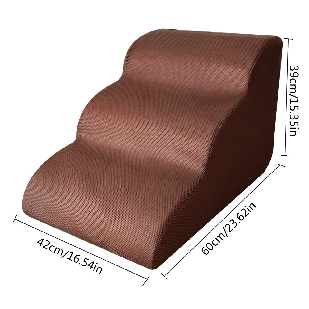 Dog Stairs Pet 4 Steps Stairs For Small Dog Cat Dog House Pet Ramp Ladder Anti-slip Removable Dogs Bed Stair Sponge Pet Supplies: 42x60x39cm Brown