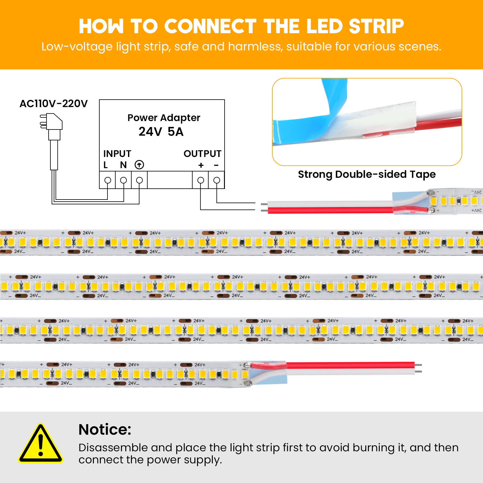 5M 10M LED-Lichtleisten 12V 24V SMD 2835 120 240LEDs/m Heimlampenstreifen Flexibles LED-Bandband Weiche Lampenleiste 3000K 4000K 6000K