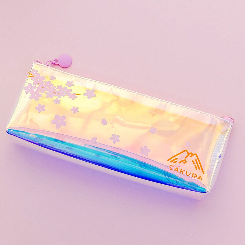 Kawaii Holografische Etui Bloem Potlood Doos Leuke Glitter Roze Pen Geval Voor Meisjes Kids Koreaanse Briefpapier Schoolbenodigdheden: 1